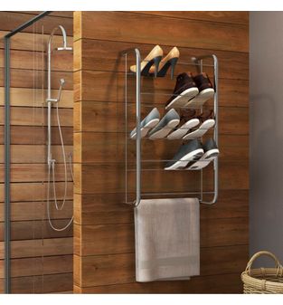 Mueble Multiusos Zapatera 50cm 4 estantes tubo de acero - Cromada