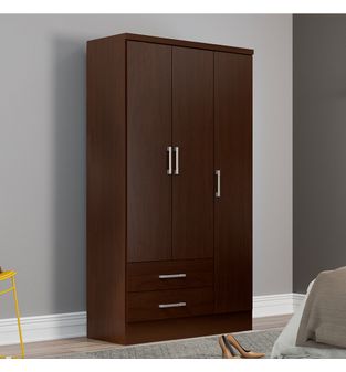 Closet Armario 3 Puertas 2 Gavetas Bertolini Color Marron