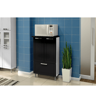Mueble Despensa Multiuso para Microondas de Cocina en Acero Bertolini Color Negro