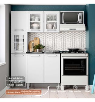Cocina Integral Bertolini en Acero 1.80m Incluye Lavaplatos Color Blanco