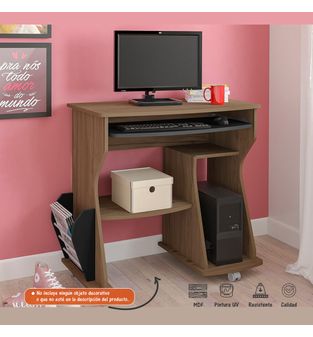 Mesa Para Computadora 160 Bertolini - Almendra Con Negro