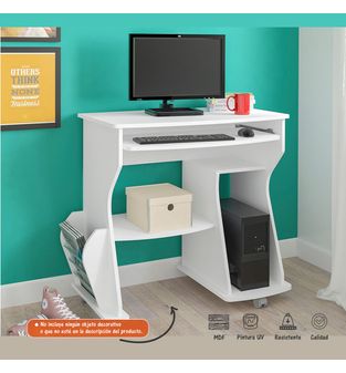 Escritorio Mesa de Computador con Entrepaños Bertolini Color Blanco