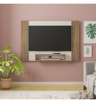Panel Mueble de TV 42" Bertolini Incluye Soporte Color Pino con Crema