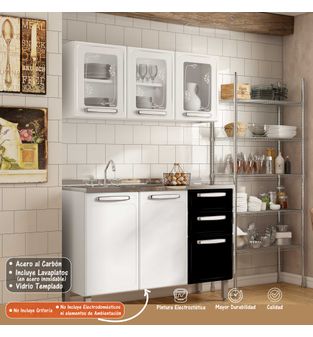 Cocina Integral Evidence Bertolini 1,20m - Blanco con Negro