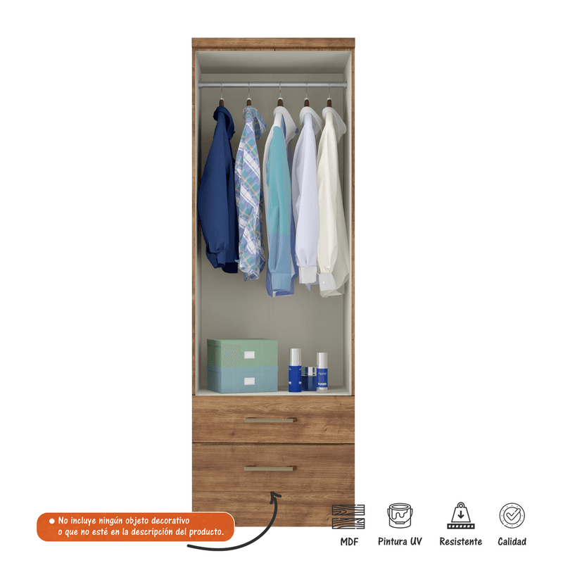 Closet Armario 2 Puertas 2 Gavetas Bertolini Color Rustico Bertolini