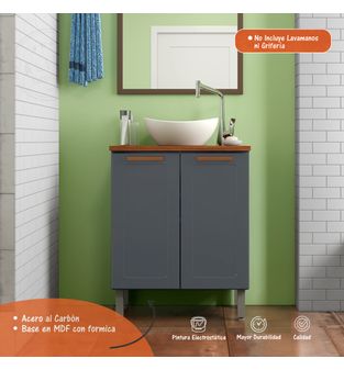 Mueble Inferior De Baño Suspendido en Acero Bertolini No Incluye Lavamanos Color Gris