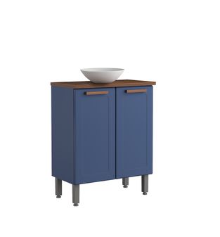 Mueble Inferior De Baño Suspendido en Acero Bertolini No Incluye Lavamanos Color Azul