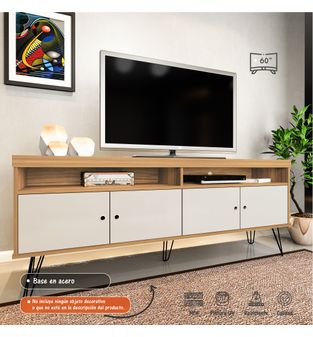 Mueble de TV 55" Bertolini Color Rustico con Blanco