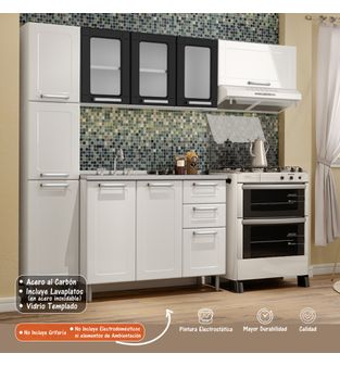 Cocina Integral Bertolini en Acero 2.10m Incluye Meson Color Negro