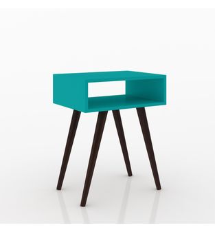 Mesa De Noche Y Auxiliar con Nicho Bertolini Color Turquesa
