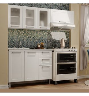 Cocina Integral Bertolini en Acero 1.75m Incluye Meson con lavaplatos izquierdo Color Blanco