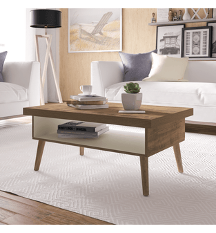 Mesa De Centro Lucca  Bertolini Color Pino Con Blanco