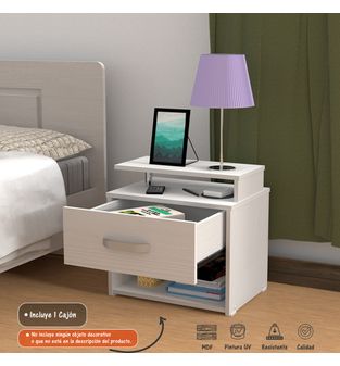 Mesa de noche auxiliar 47x48x35 Roma 1 cajón Blanco