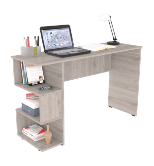 Escritorio Mesa de Computador con Biblioteca Bertolini Color Ceniza