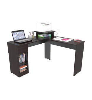 Escritorio Mesa de Computador en L con 1 Gaveta Bertolini Color Wengue