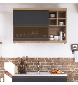 Gabinete de cocina MDP 120cm Bertolini 120cm Color gris con ambar