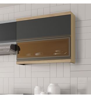 Gabinete de cocina MDP 80cm Bertolini Color Gris con ambar