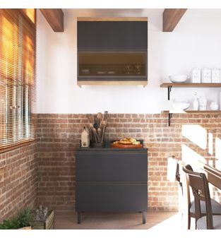 Cocina Integral MDP 80 cm incluye mesón 3 puertas 1 cajón- Gris