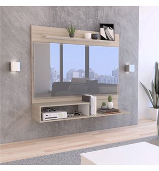 Panel TV Dubai Color Rovere y Blanco