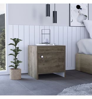 Mesa de Noche Amanecer Color Bellota y Blanco