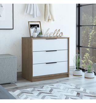 Comoda 3 Cajones Japon Color Miel y Blanco
