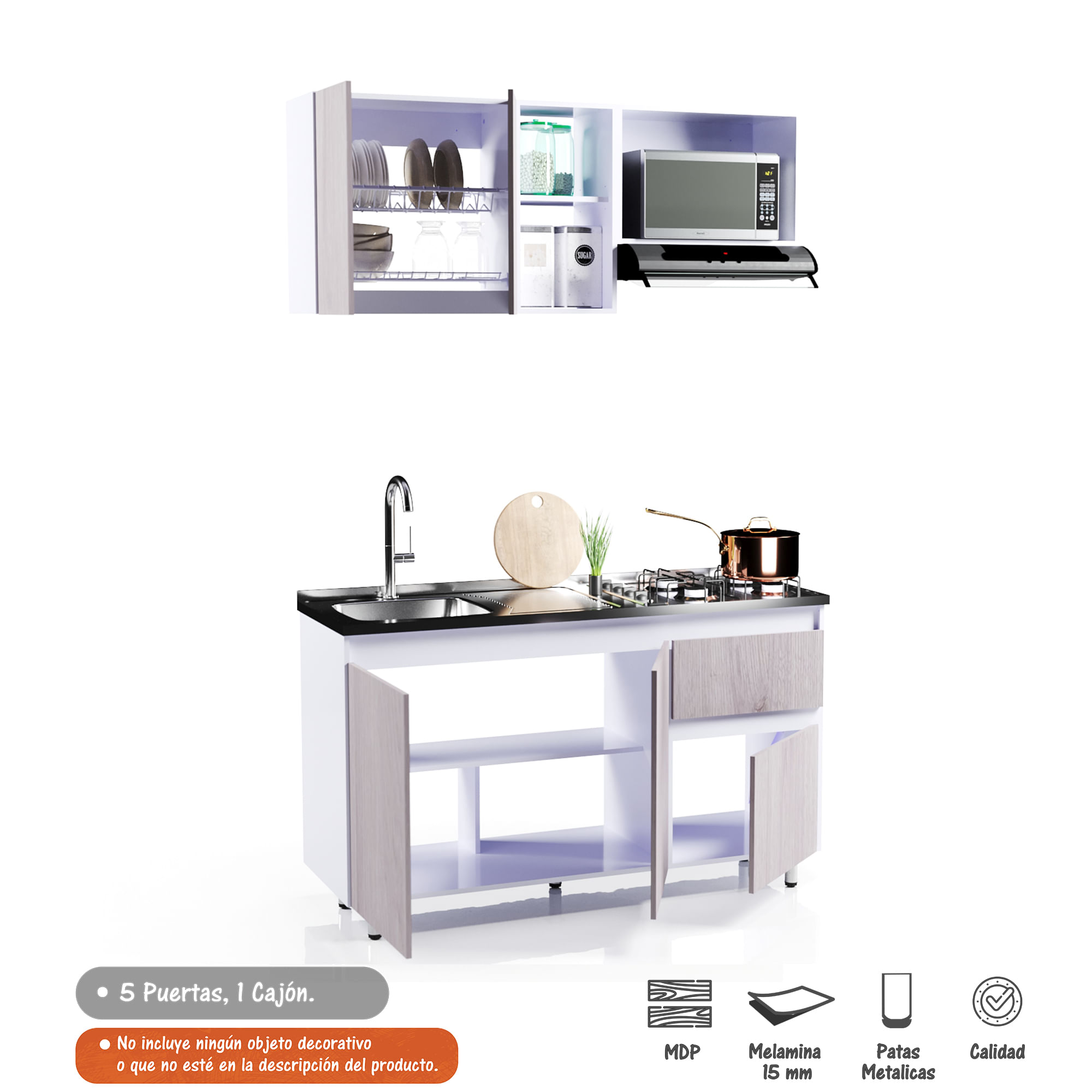 Cocina Integral Rosy 150cm No Incluye Meson Bertolini Color Ceniza Y Blanco Bertolini Colombia 