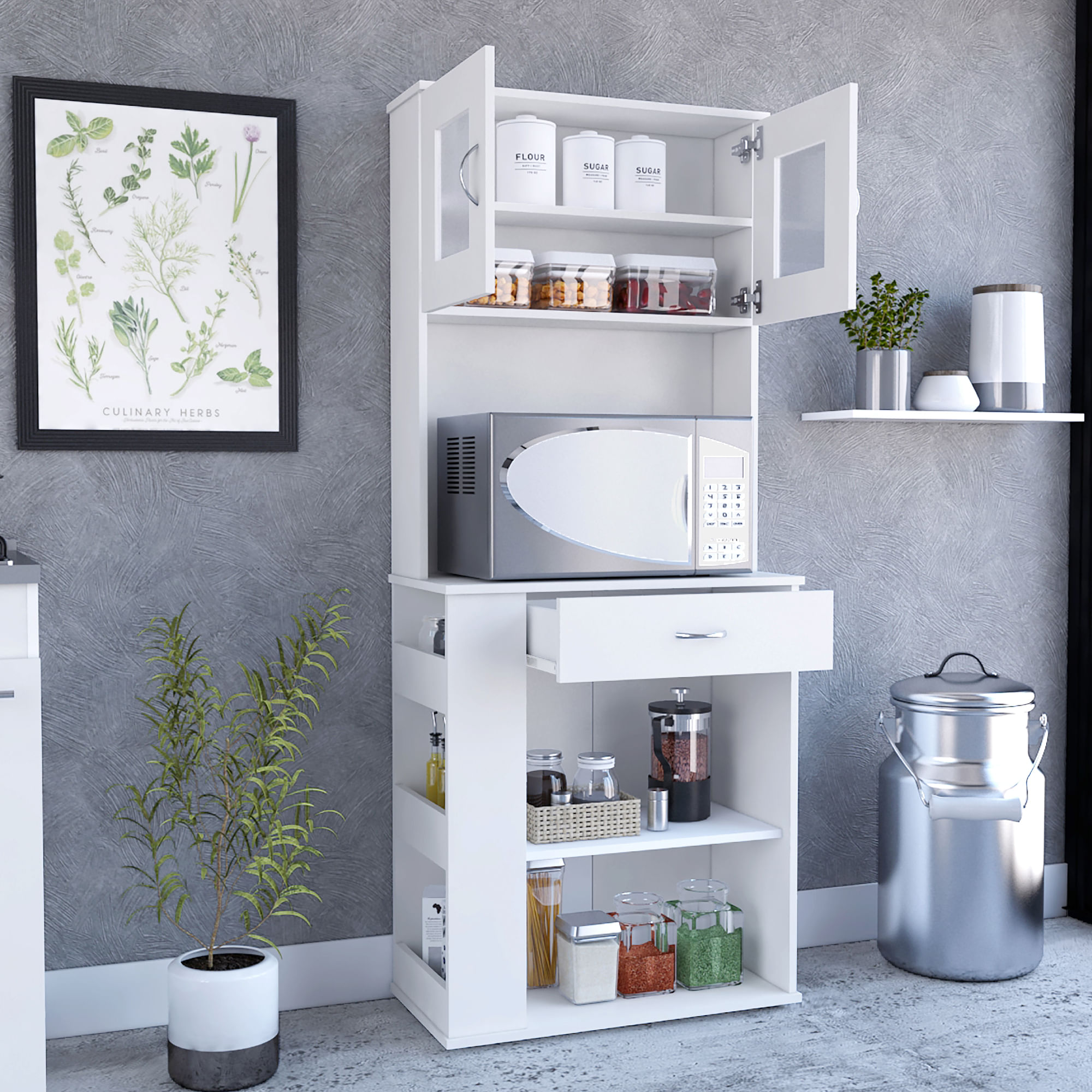 Mueble para Microondas Cocina Capitan Bertolini Color Blanco ...