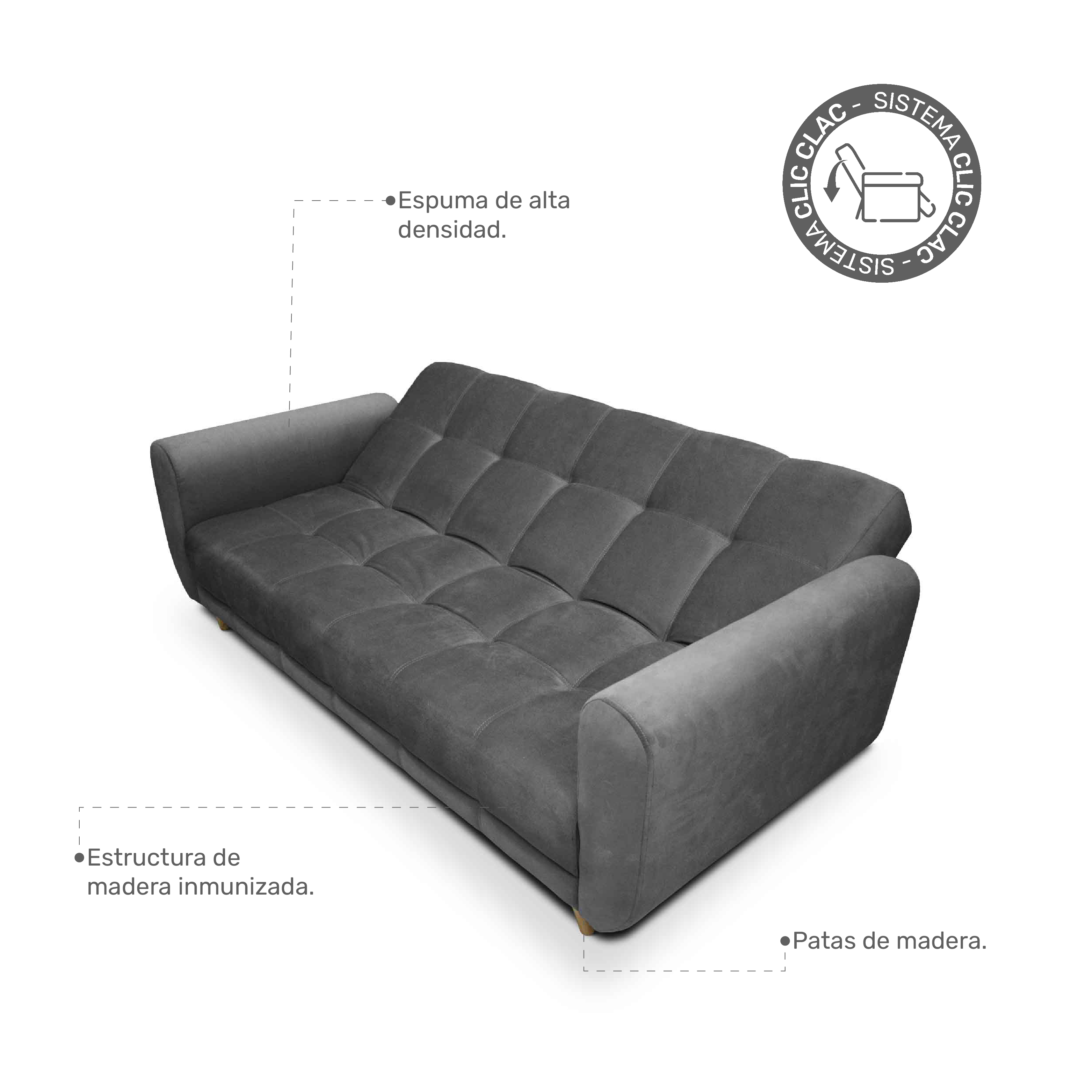 Sofa Cama Comfort Sistema clic clac en gris - Bertolini Colombia