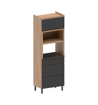 Alacena despensa porta Microondas 70cm en MDP 3 puertas Grafito