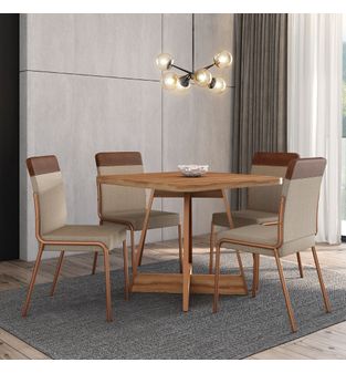 Juego de Comedor Imperial 4 Puestos Freijo Con Arena Rose
