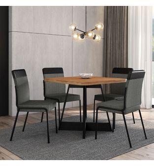 Juego de Comedor Imperial 4 Puestos Grafito con Negro