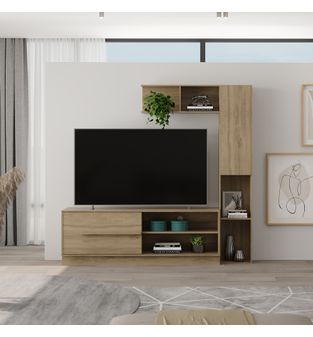 Mueble para TV 60" con repisa y biblioteca en MDP una puerta