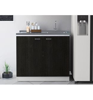 Mueble Inferior de Cocina Kit Lavaplatos Nipol Bertolini Color Blanco y Wengue