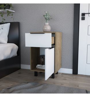 Mesa de Noche Comoda Sarah Bertolini Color Blanco y Miel