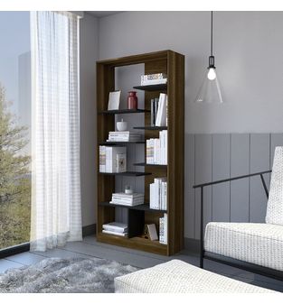 Biblioteca Repisa Estanteria Lago Bertolini Color Caramelo y Wengue