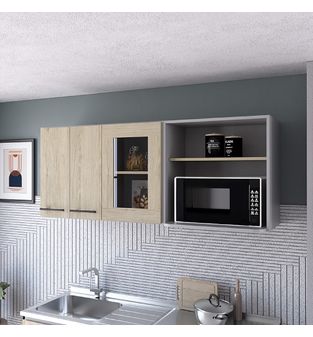 Gabinete Superior para Cocina Peper Bertolini Color Gris y Rovere