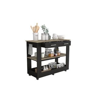 Mueble Auxiliar Isla de Cocina Imperial Bertolini Color Wengue y Duna