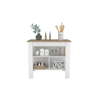 Mesa Auxiliar de Cocina Imperial Bertolini Color Duna y Blanco