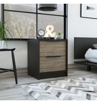 Mesa de Noche Auxiliar Sarah Bertolini Color Wengue y Miel