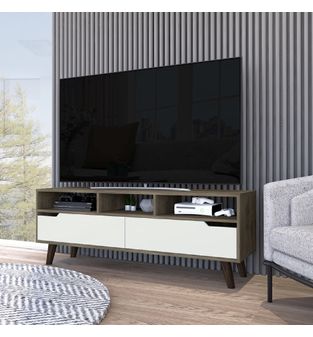 Rack de TV Soft Bertolini Color Bellota y Blanco