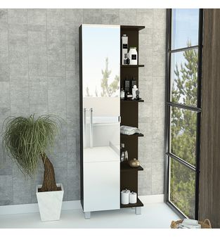 Mueble Esquinero para Baño con Espejo Facto Bertolini Color Wengue