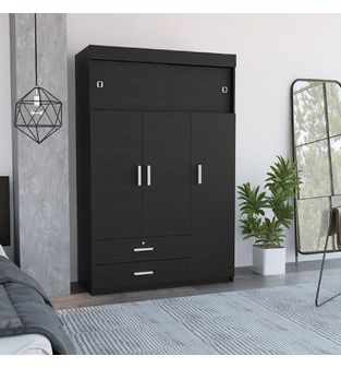 Armario Closet Organizador 120 cm Florencia 5 puertas 2 cajones Wengue
