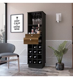 Mueble de Bar Lago Bertolini Color Wengue y Caramelo