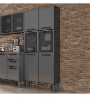 Despensa de cocina en acero 80cm 6 puertas Gris