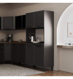 Despensa de cocina en acero 80cm 4 puertas incluye mesón Gris