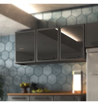 Gabinete superior de cocina 120cm en Acero 3 puertas Gris