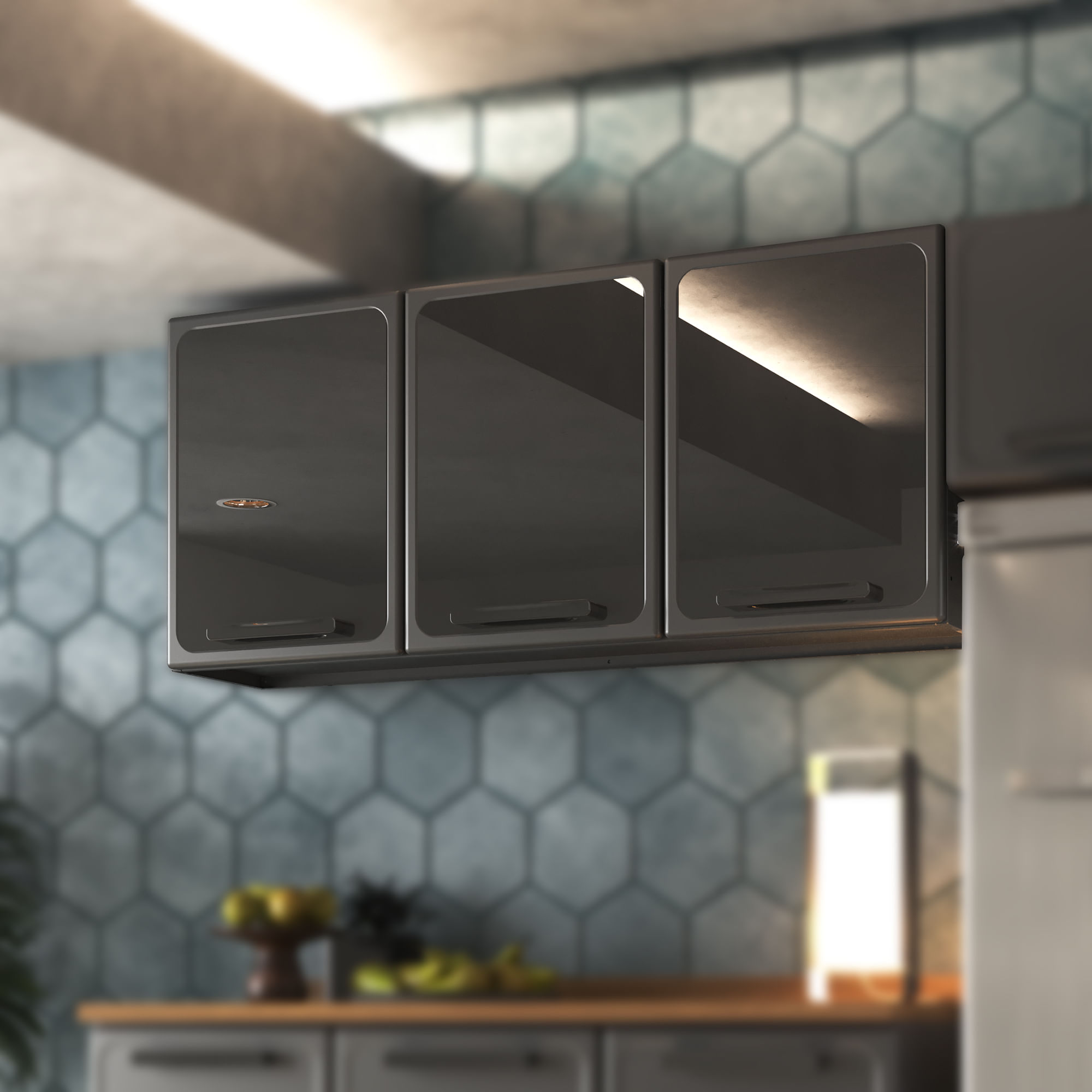 Gabinete superior de cocina 120cm en Acero 3 puertas Gris - Bertolini  Colombia, image size:2000x2000