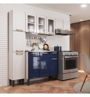 Cocina Integral Bertolini en Acero 2.10m Incluye Lavaplatos Color Azul