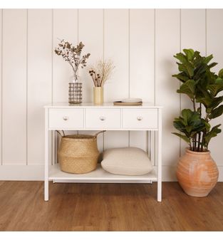 Mueble Consola aparador 95cm en MDP 3 cajones Blanco