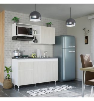 Cocina Integral Rosy Niebla 150cm Incluye Lavaplatos Derecho y fogones